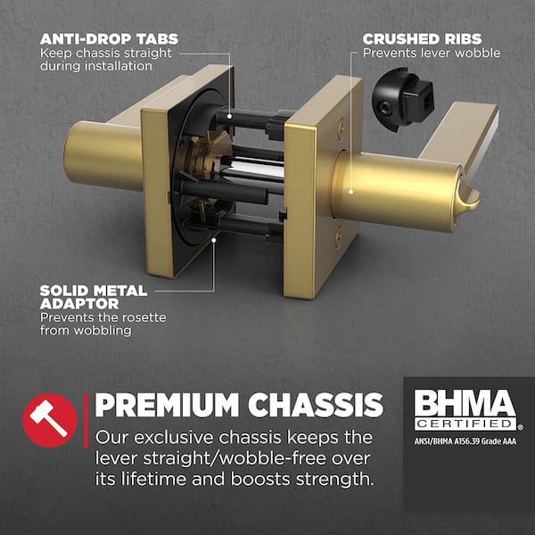 Kwikset Halifax Square Satin Brass Keyed Entry Door Handle Handle