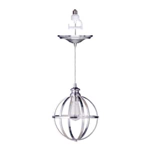 Instant Pendant 1-Light Recessed Light Conversion Kit Brushed Nickel Globe Cage Shade