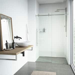 Elan E-Class 52 to 56 in. W x 76 in. H Sliding Frameless Shower Door in Stainless Steel with 3/8 in. (10mm) Clear Glass