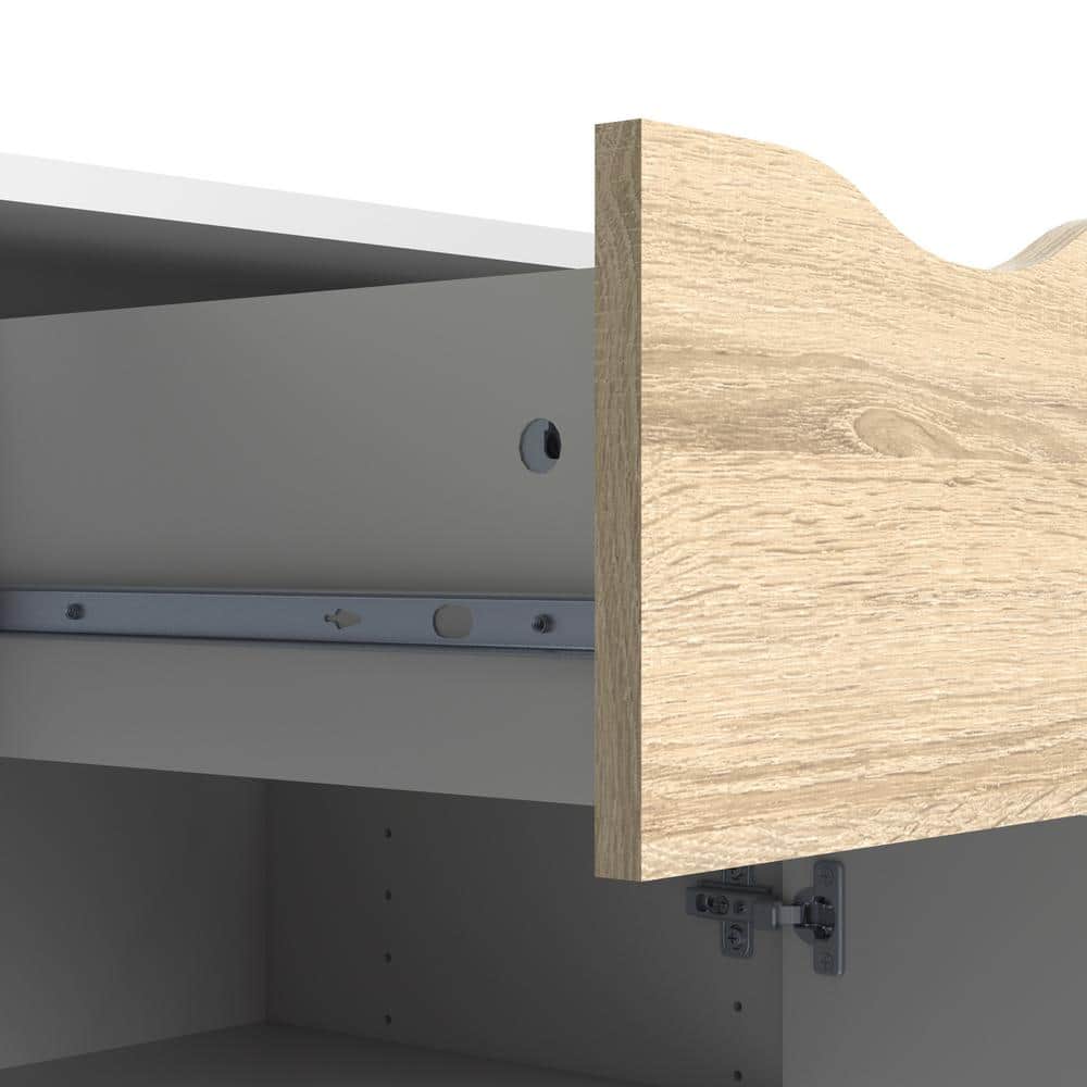 Diana 39" White and Oak Scandinavian Sideboard