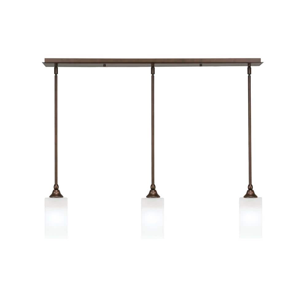 Livingston 100-Watt 3-Light Bronze Shaded Pendant Light with 3.5 in. White 