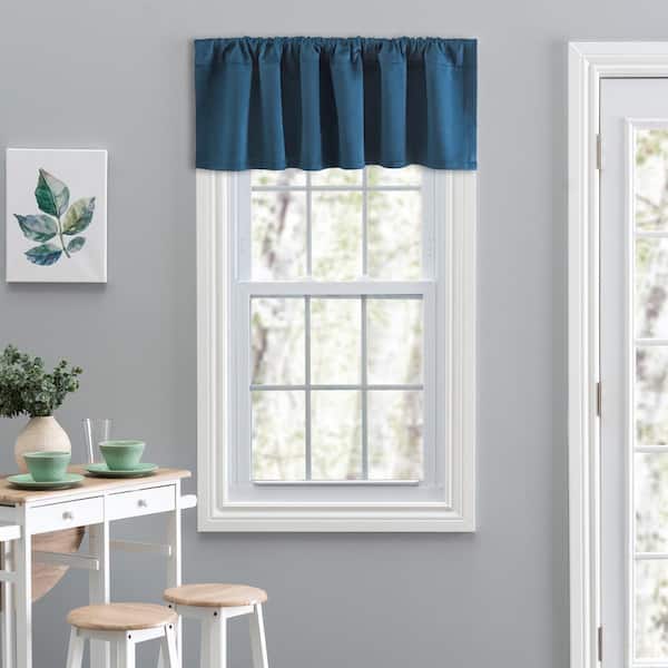Ellis Curtain Velvet 15 in. L Polyester Tailored Valance in Navy