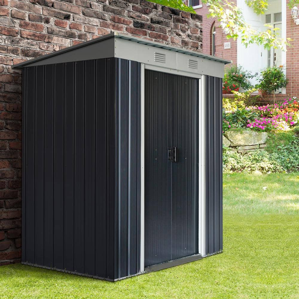 6 ft. x 4 ft. Metal Outdoor Storage Shed with Double Sliding Doors, 2 Air V