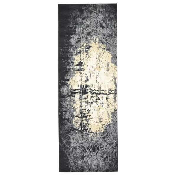 Weave & Wander Milania Charcoal 3 ft. x 8 ft. Abstract Runner Rug