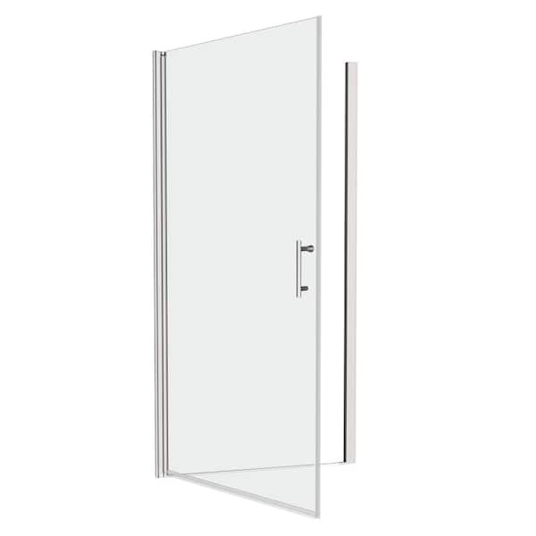36 in. - 37 3/8 in. W x 72 in. H Pivot Shower Door in Chrome with Clear Glass with Easy Install System