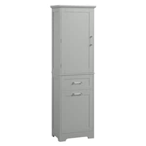 20 in. W x 13 in. D x 68 in. H in Grey MDF Board Ready to Assemble Floor Storage Cabinet with Drawers & Adjustable Shelf