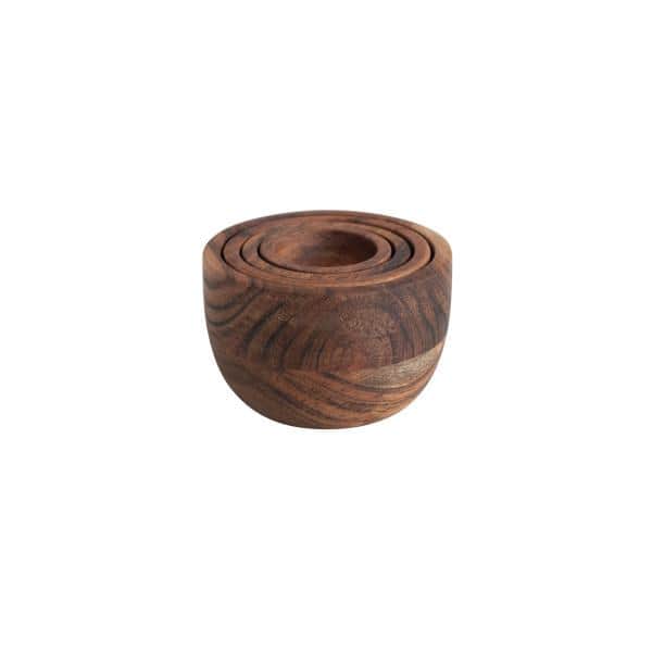 Espresso Finish Acacia Wood Nesting Serving Bowls Set