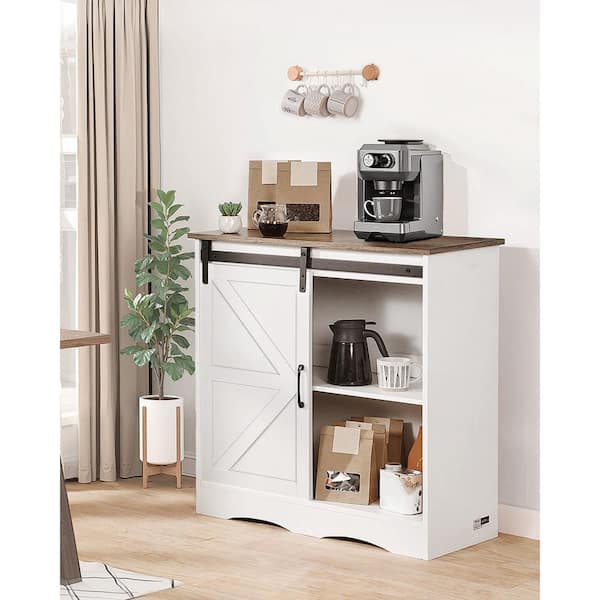 VEVOR Coffee Bar Cabinet, 31.5 x 13.8 x 31.5 in. Farmhouse Coffee Bar Cabinet with Storage, Coffee Bar Table White