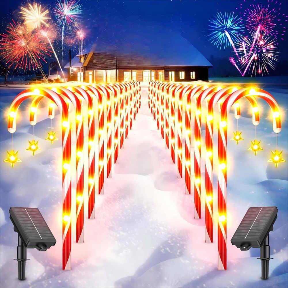 クリスマス用品、Garden Motifs Light 180cm x 70cm OGETFUUR 24-Pack Solar Christmas Pathway Lights with USB Charge