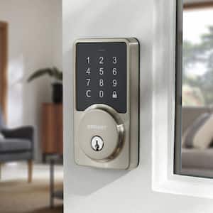 Square Satin Nickel Smart Wi-Fi Deadbolt Powered by Hubspace