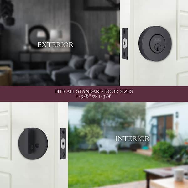 Round Gun Metal Single Cylinder Deadbolt Featuring Dual Keyway