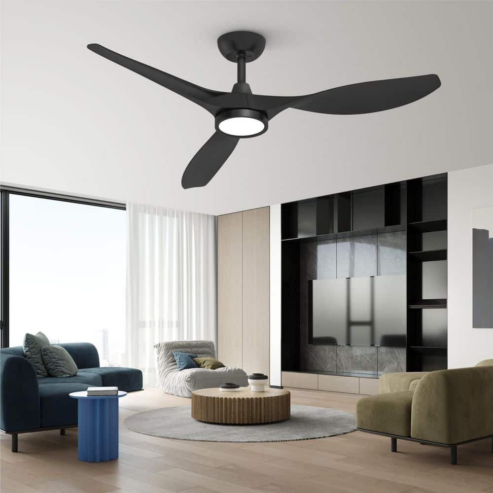 R3 52 in. Indoor Ceiling Fan with Light and Remote,Quiet Reversible DC Motor and 3 CCT Light Kit,Black Attractive Design price history on PriceWatchPro
