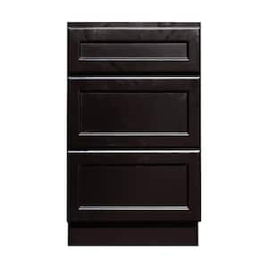 Newport Ready to Assemble 15x34.5x24 in. Base Cabinet with 3-Drawers in Dark Espresso