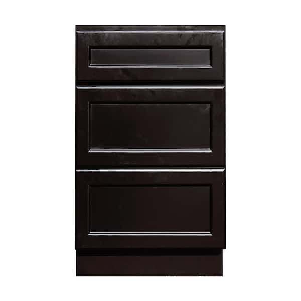 LIFEART CABINETRY Newport Ready to Assemble 24x34.5x24 in. Base Cabinet with 3 Drawers in Dark Espresso