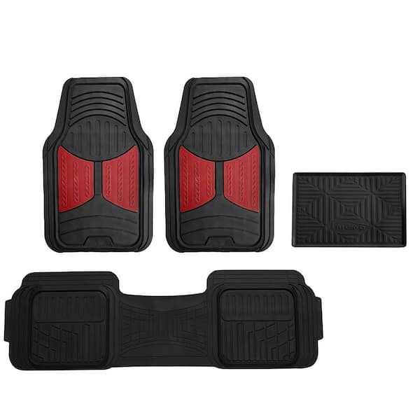 FH Group Burgundy Trimmable Liners Heavy Duty Tall Channel Floor Mats - Universal Fit for Cars, SUVs, Vans and Trucks - Full Set