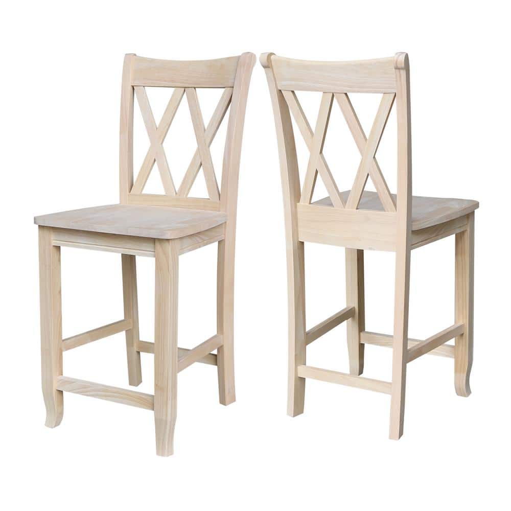 Eco-Friendly Parawood 24" Swivel Double X-Back Barstool - Unfinished