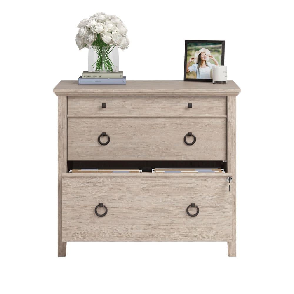 Cascade Oak 2-Drawer Lockable Lateral File Cabinet