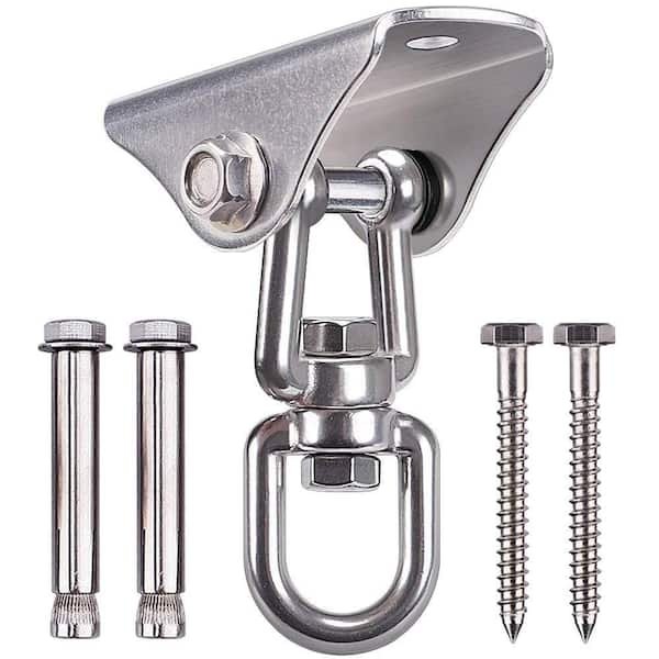 1-Pack Stainless Steel Hammock Hanging Hooks, Heavy Duty Ceiling Swing Mount Free Swivel Swing Hook, 1000 lb. Capacity