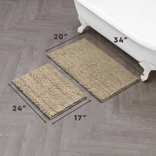 Laura Ashley Non-Slip Astor Chenille 20 in. x 34 in. Brown
