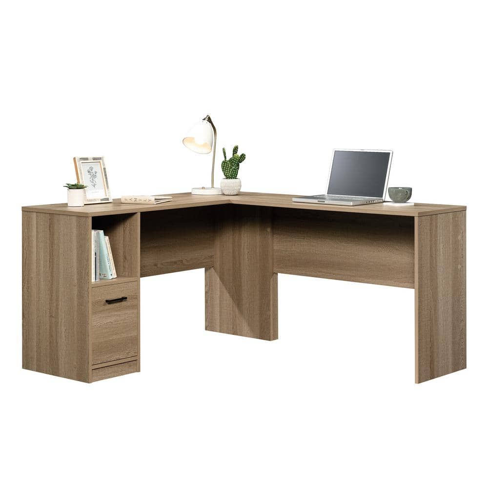 Summer Oak L-Shaped Corner Desk with Drawer and Filing Cabinet