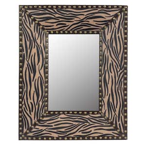 21 in. W x 26 in. H Rectangular Framed Hook Wall Bathroom Vanity Mirror in Brown