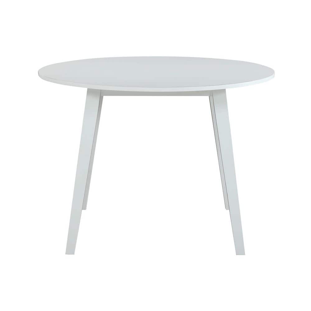 White Round Wood Dining Set with Diamond Trellis Chairs