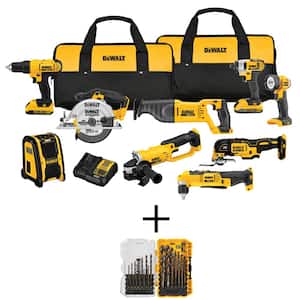 20V MAX Cordless 9 Tool Combo Kit, Black and Gold Drill Bit Set (21 Piece), (2) 2.0Ah Batteries, and Charger