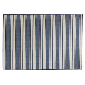 Ifran Blue and Ivory 5 ft. x 7 ft. Striped Outdoor Area Rug