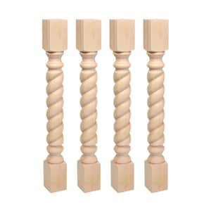 35.25 in. x 3.75 in. Unfinished Solid North American Hard Maple Rope Kitchen Island Leg (4-Pack)