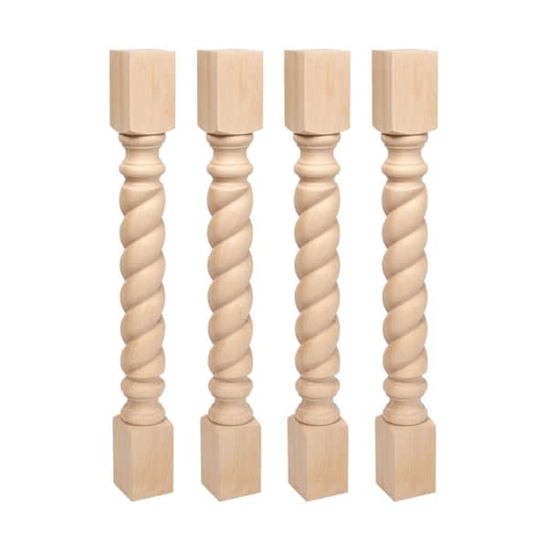 American Pro Decor 35.25 in. x 3.75 in. Unfinished Solid North American Hard Maple Rope Kitchen Island Leg (4-Pack)