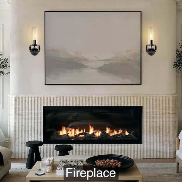 5.5 in. 2 light Black Glass Wall Sconce, Modern industrial style wall lamp for bedroom, living room, Bulbs Included