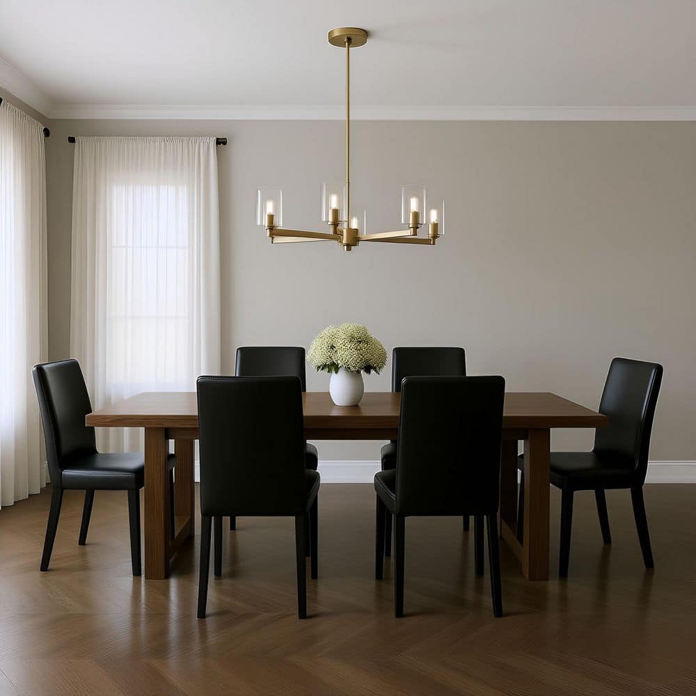 Fullton 5-Light Satin Brass Chandelier with Clear Glass Shades price history on PriceWatchPro