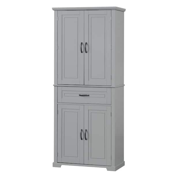 15.70 in. W x 29.90 in. D x 72.20 in. H Wood Gray Kitchen Cabinet with Doors, Drawer, Ready To Assemble Corner Standard