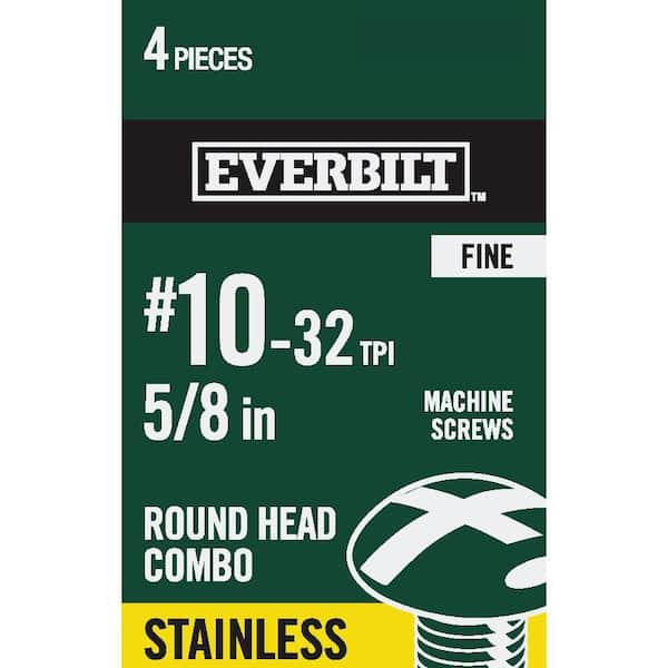Everbilt #10-32 x 5/8 in. Combo Round Head Stainless Steel Machine Screw (4-Pack)