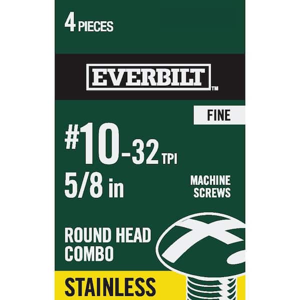 #10-32 x 5/8 in. Combo Round Head Stainless Steel Machine Screw (4-Pack)