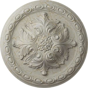 11-3/8 in. x 2 in. Acanthus Urethane Ceiling Medallion, Pot of Cream Crackle