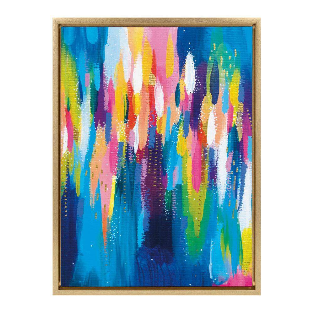 Gold Framed Abstract Colorful Canvas Wall Art, 18x24