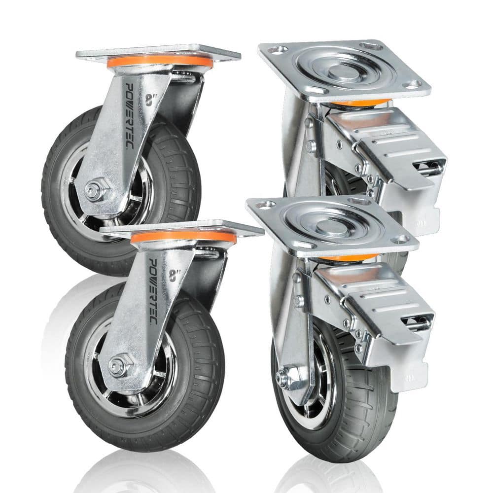 8 in. Heavy Duty Caster Wheels (4-Pack), 2 with Dual Lock, All-Terrain Non-Pneumatic Tires, 2000 lbs. Capacity price history on PriceWatchPro