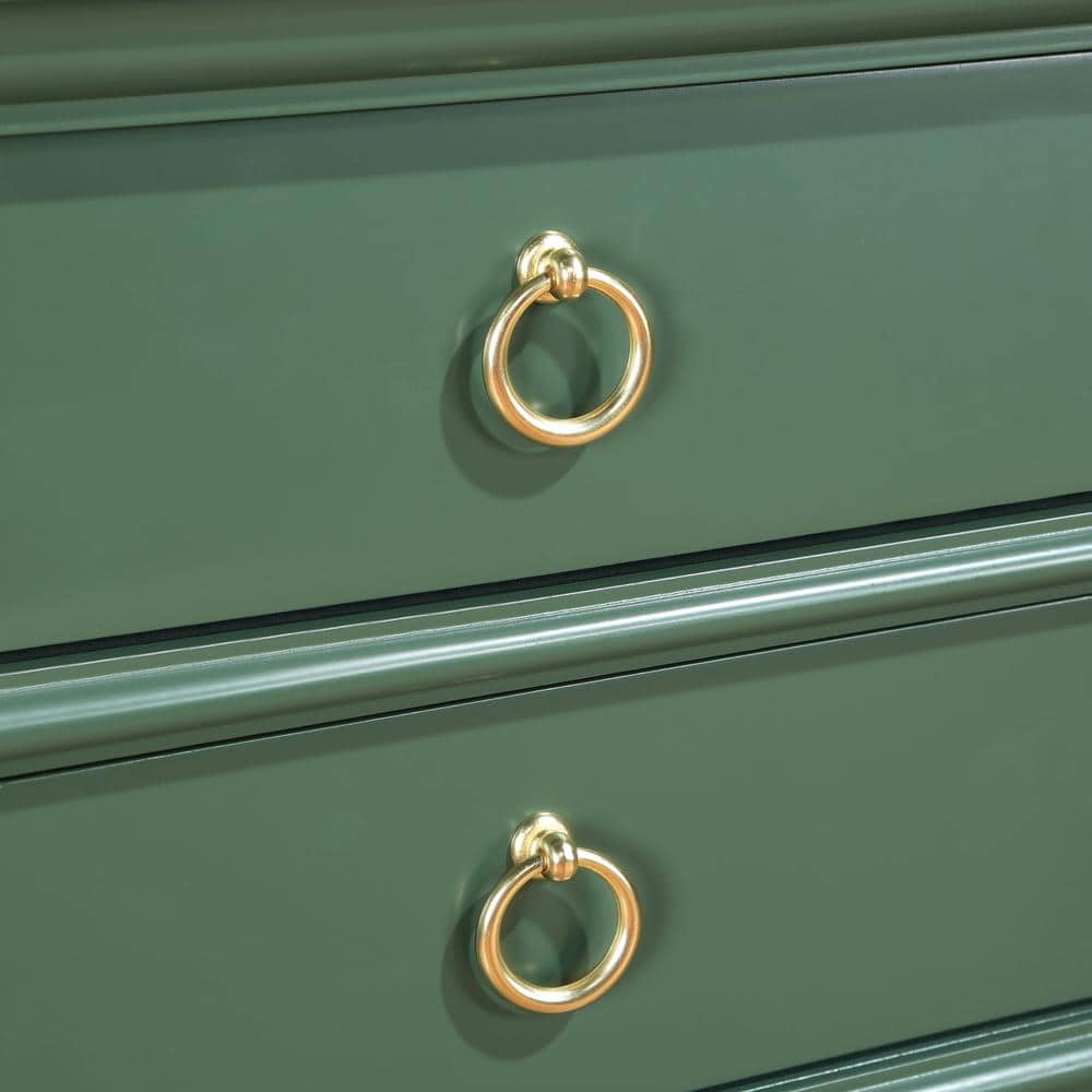 Clara Vintage Green Wood 2-Drawer Tray Top Nightstand