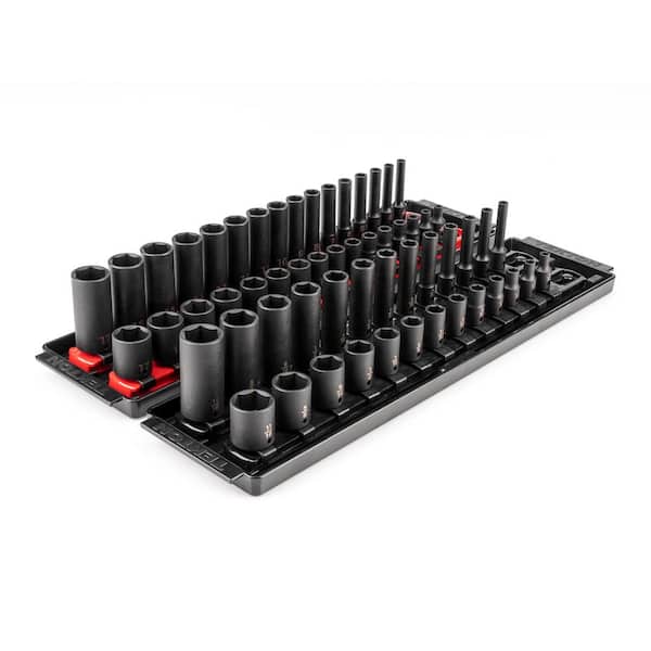 1/4 in. Drive 6-Point Impact Socket Set with Rails and Trays, 58-Piece (5/32-11/16 in., 4-17 mm)