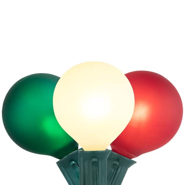10-Count Frosted Red White and Green G50 Globe Patio Lights 9ft Green Wire