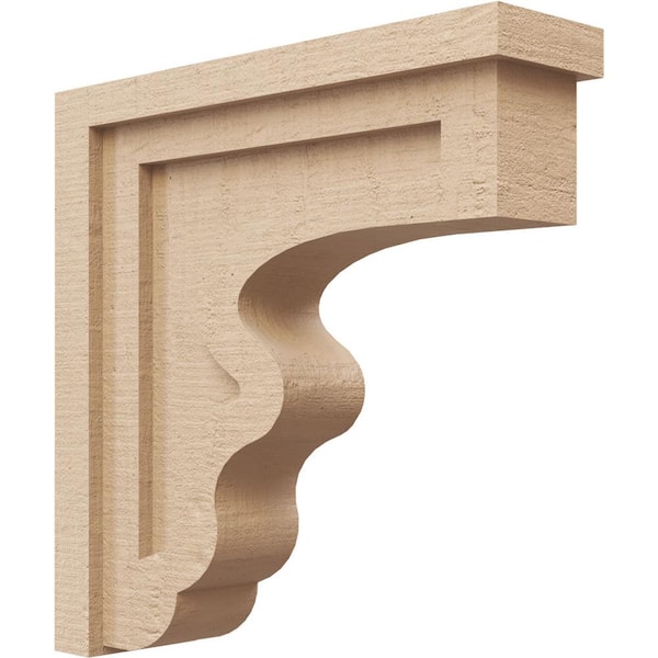 Ekena Millwork 4 in. x 16 in. x 16 in. Thin Highland Rough Cedar Woodgrain TimberThane Corbel, Primed Tan