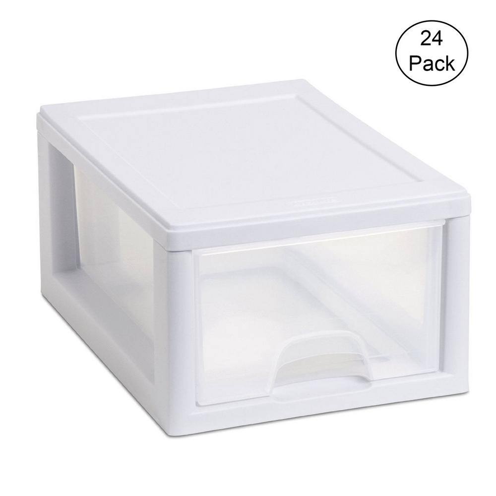 20518006 Stackable 8.875 in. x 6 in. Small Drawer White Frame and See-Through (24-Pack)