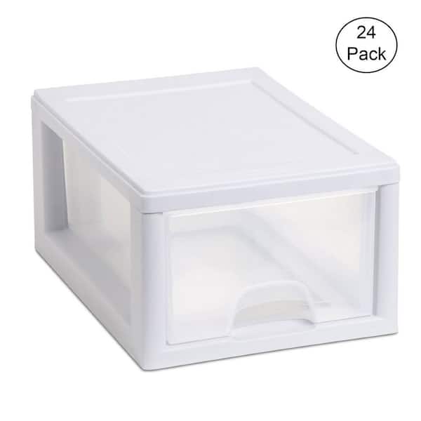 Sterilite 20518006 Stackable 8.875 in. x 6 in. Small Drawer White Frame and See-Through (24-Pack)