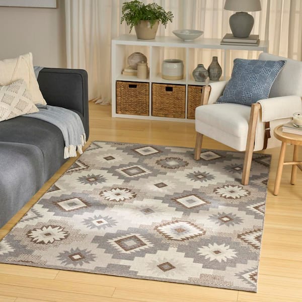 Copenhagen Ivory Beige 5 ft. x 7 ft. Flatwoven Wool Abstract Area Rug