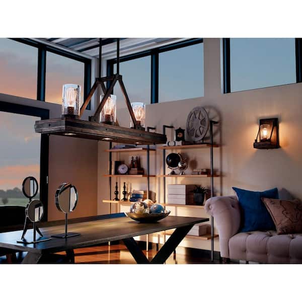 Colerne 1-Light Auburn Stained Bathroom Indoor Wall Sconce Light with Clear Seeded Glass Shade