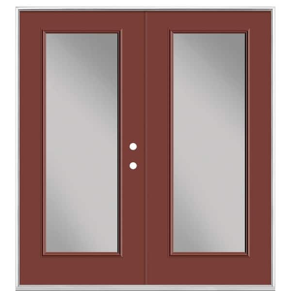 72 in. x 80 in. Red Bluff Steel Prehung Left-Hand Inswing Full Lite Clear Glass Patio Door in Vinyl Frame, no Brickmold