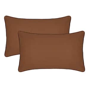 A1HC Burnt Caramel Velvet Decorative Pillow Cover Pack of 2, 12 in. x 20 in. Hidden YKK Zipper, Throw Pillow Covers Only