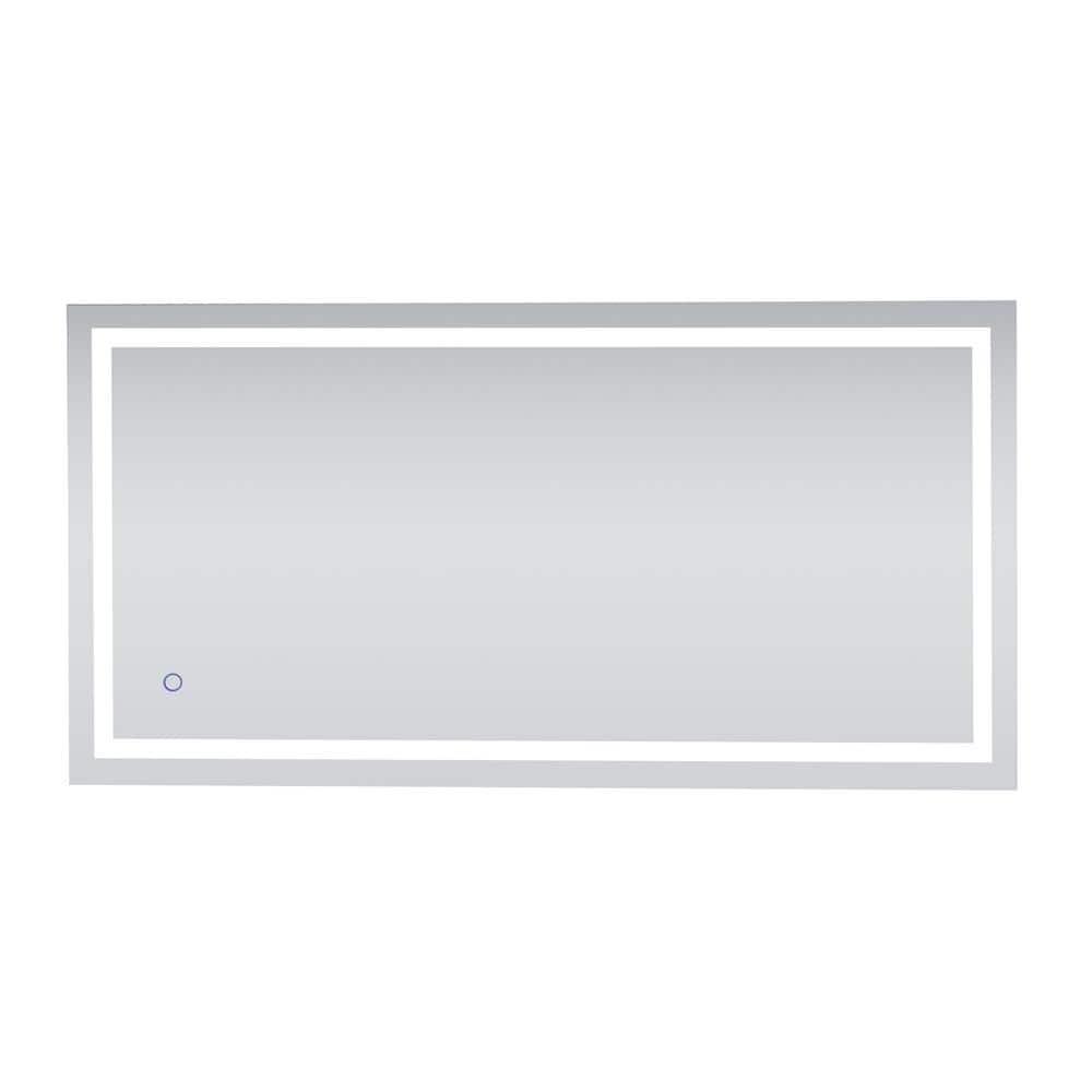 Timeless Home 72 in. W x 36 in. H Rectangle Frameless Silver LED Mirror