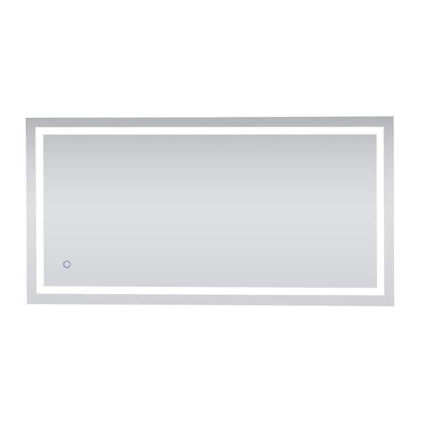 Unbranded Timeless Home 72 in. W x 36 in. H Rectangle Frameless Silver LED Mirror